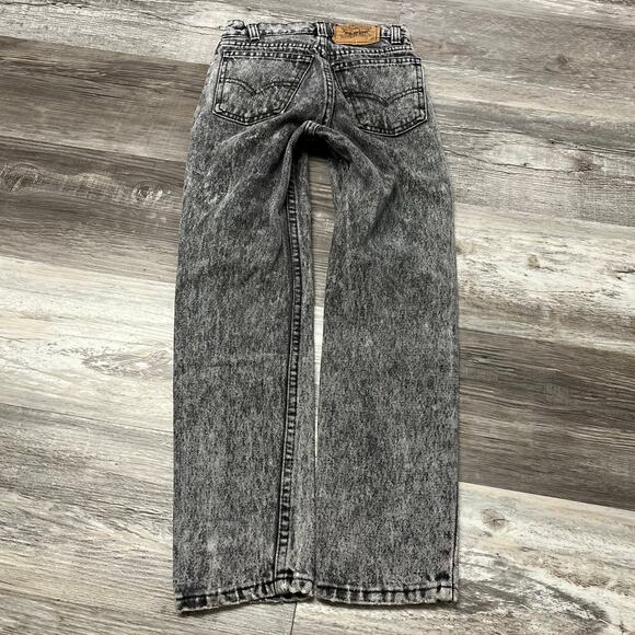 Vintage 80s Levis Acid Wash Black Girls‎ 10 Slim Denim Jeans Black Tab USA Made - Picture 2 of 11